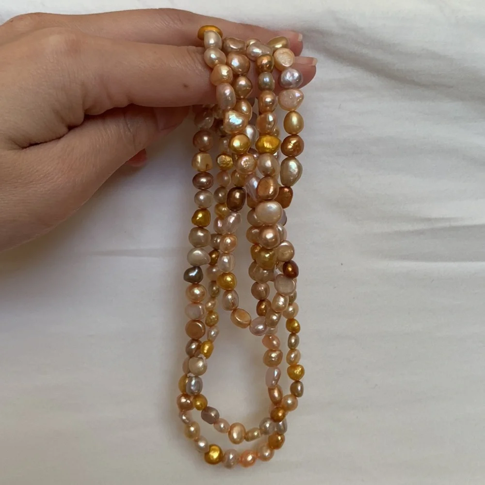 Authentic fresh water pearl necklace - amber - Picture 4 of 5